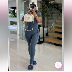 Nwot ribbed open back jumpsuit